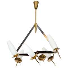 Midcentury French Chandelier with Adjustable Arms