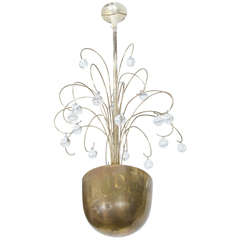 Three Hollywood Regency Bowl Form Chandeliers with Dramatic Waterfall Top