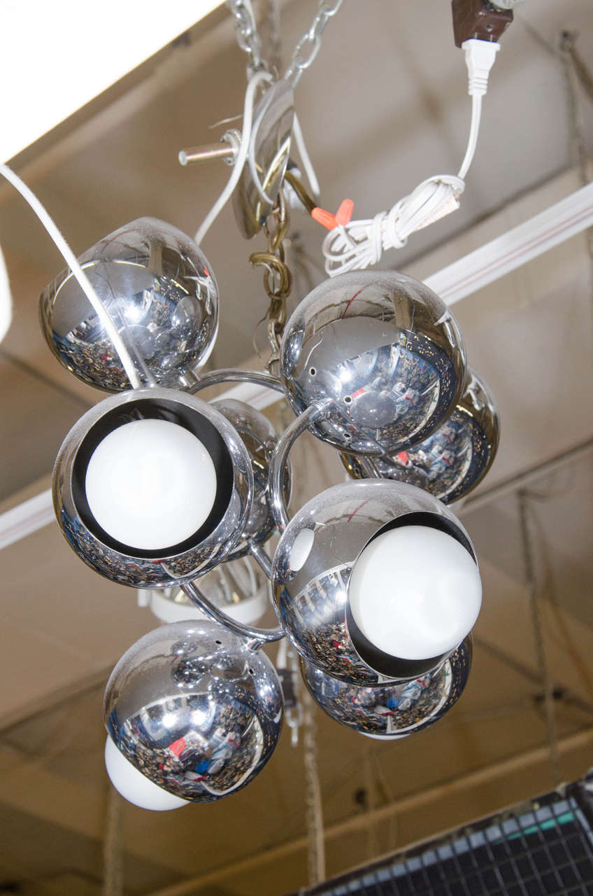 American Mid-Century Sculptural Chrome Pendant Light