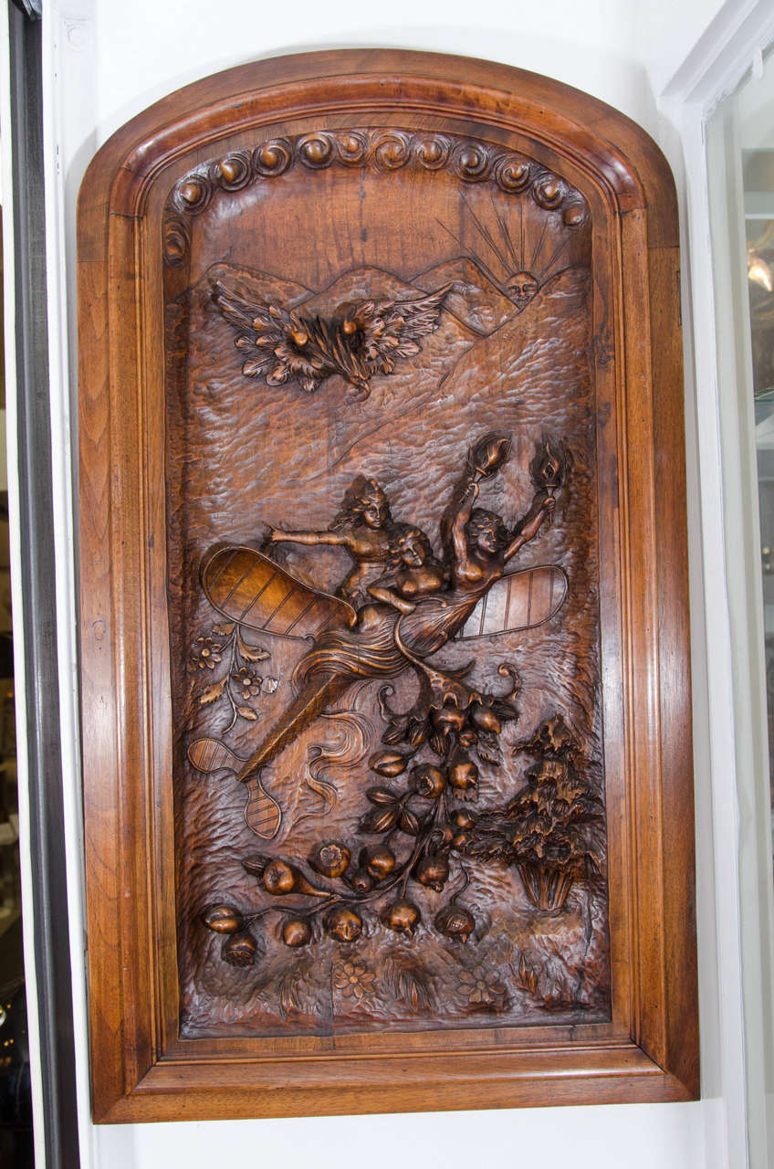 19th Century Hand-Carved French Wall Plaque