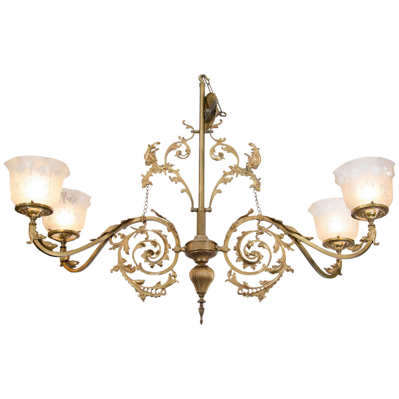 Victorian Brass Chandelier with Griffins at 1stDibs