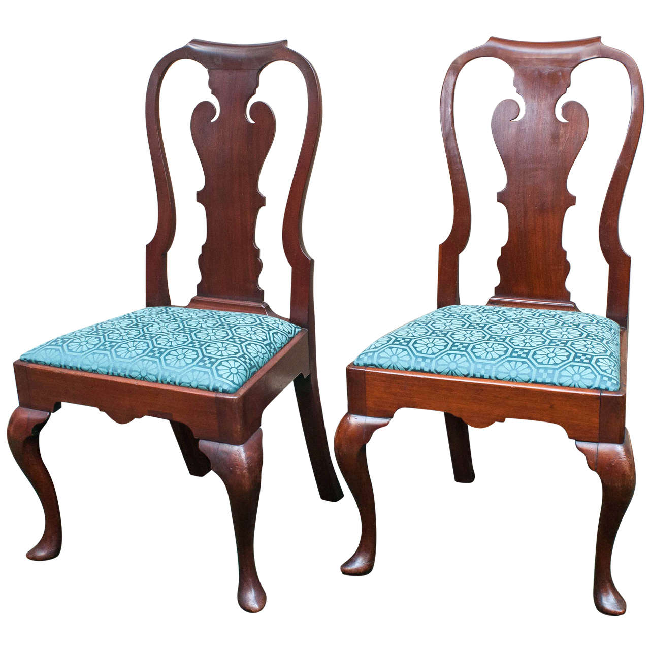 Excellent Pair of Queen Anne Side Chairs
