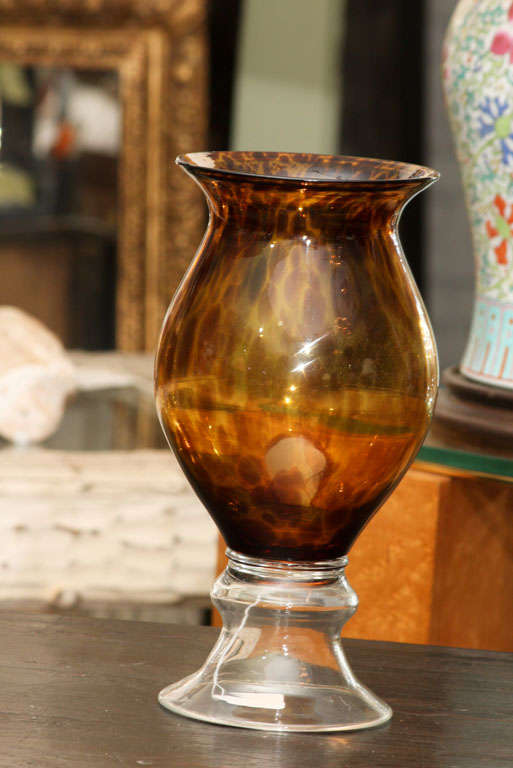 Italian glass vase with clear base.