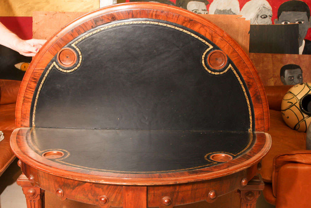 19th Century Walnut Demi-lune Game Table For Sale