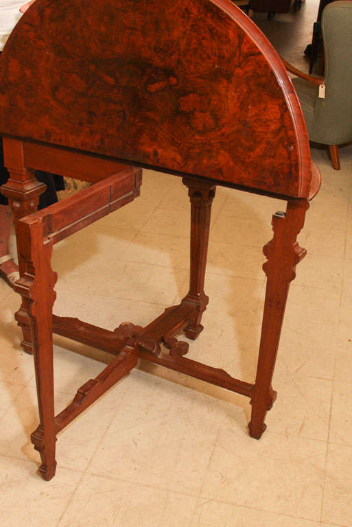 Walnut Demi-lune Game Table For Sale 2