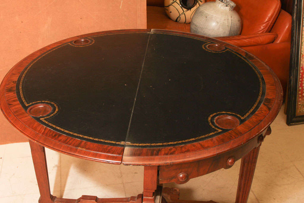 Walnut Demi-lune Game Table For Sale 3