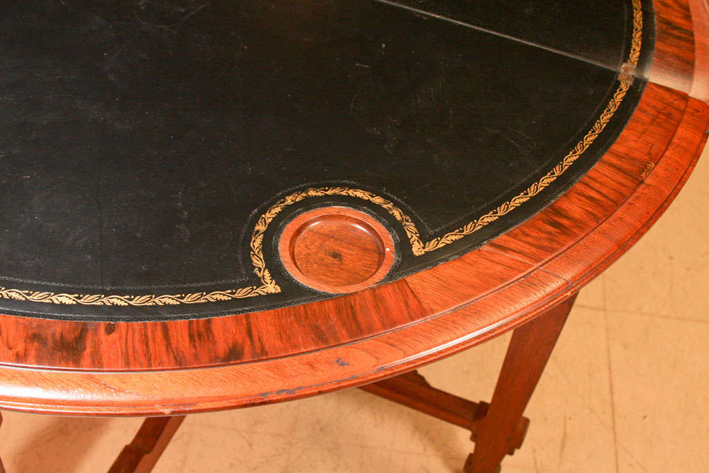 Walnut Demi-lune Game Table For Sale 4
