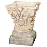 Pair of Carved Stone Cherub Urns