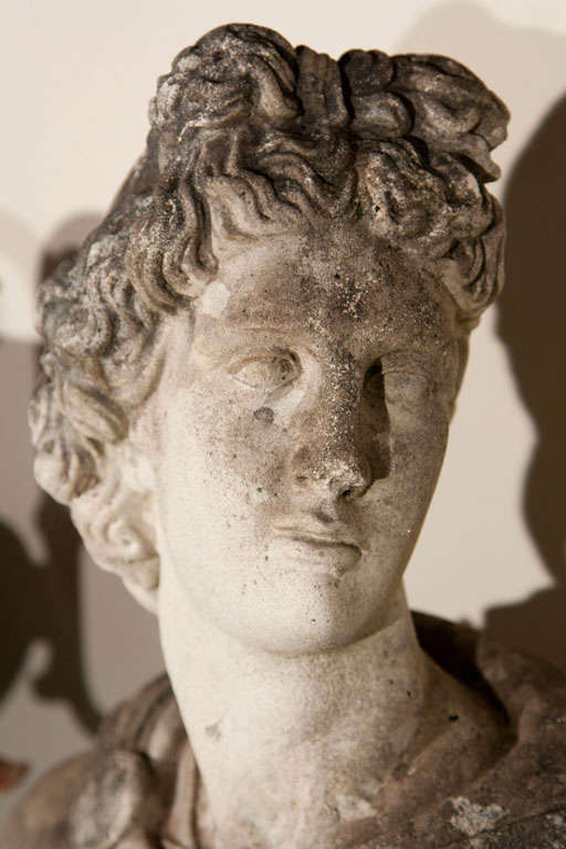 English Fine Cast Stone Bust of Apollo Belvedere