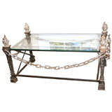 Antique Great Iron & Glass Coffee Table