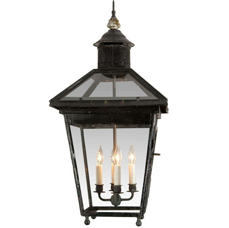 Rare Copper Street Lantern with Acorn Finial