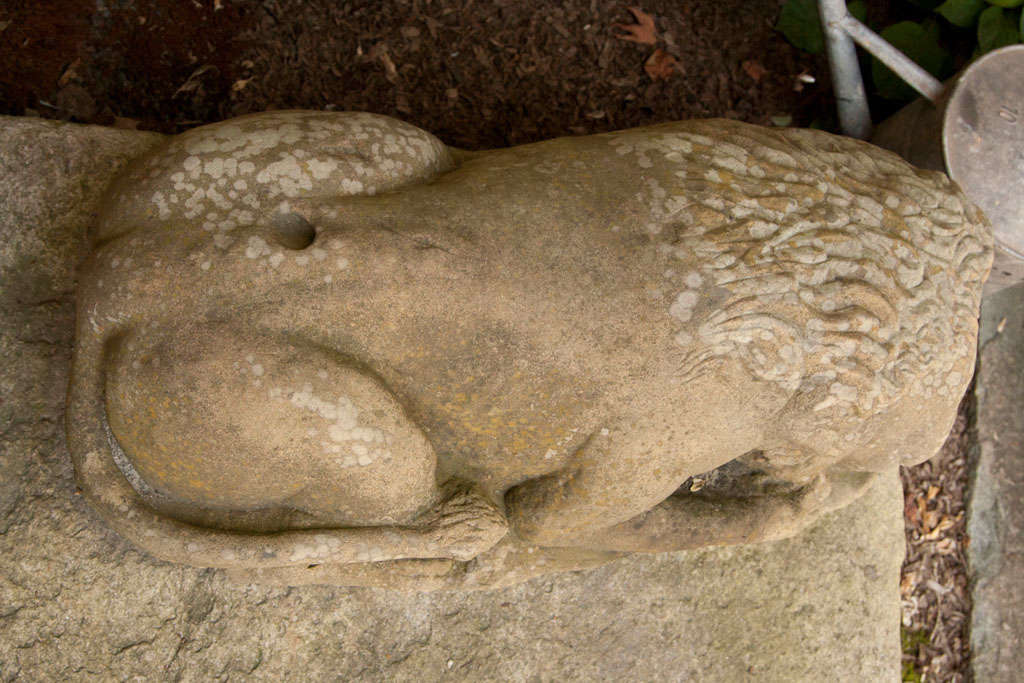 Carved Yorkstone Sleepy Lion 2