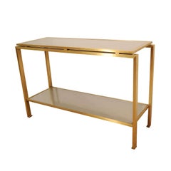 A Maison Jansen Style Brass and Aluminum Two Tiered Console.