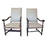 2 ITALIAN WALNUT HIGH-BACK HALL CHAIRS CA 1860