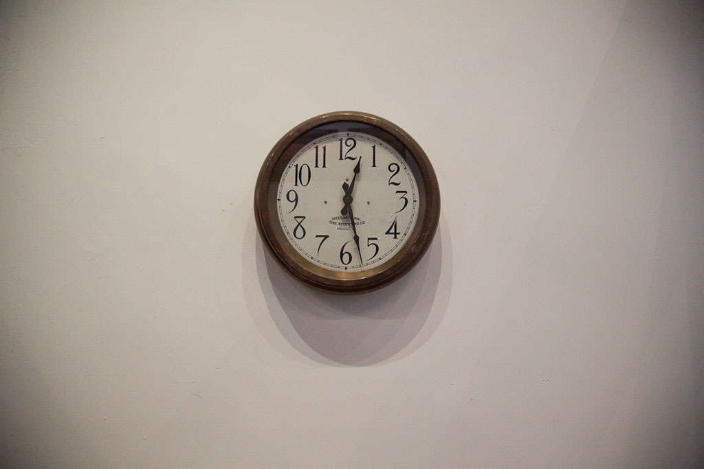 a copper patinated clock from a high-school in reading pennsylvania.