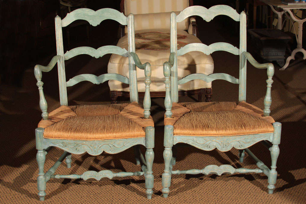 Pair of Louis XVI Painted Arm Chairs