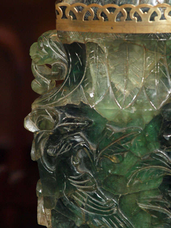 19th Century Antique Chinese Jade Quartz Lamp.