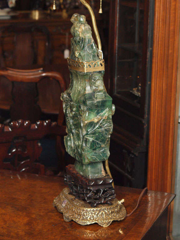 Antique Chinese Jade Quartz Lamp. 2