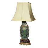 Antique Chinese Jade Quartz Lamp.