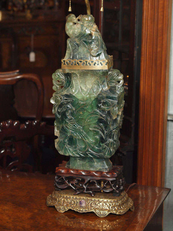 Antique Chinese Jade Quartz Lamp. at 1stDibs