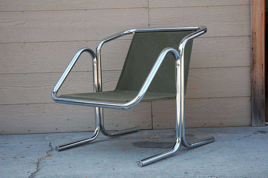 Vintage Jerry Johnson Chrome Sling, Vintage Chrome Sling Chair
