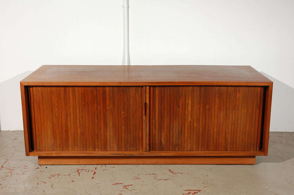 American Glenn of California Walnut Tambour Door Cabinet