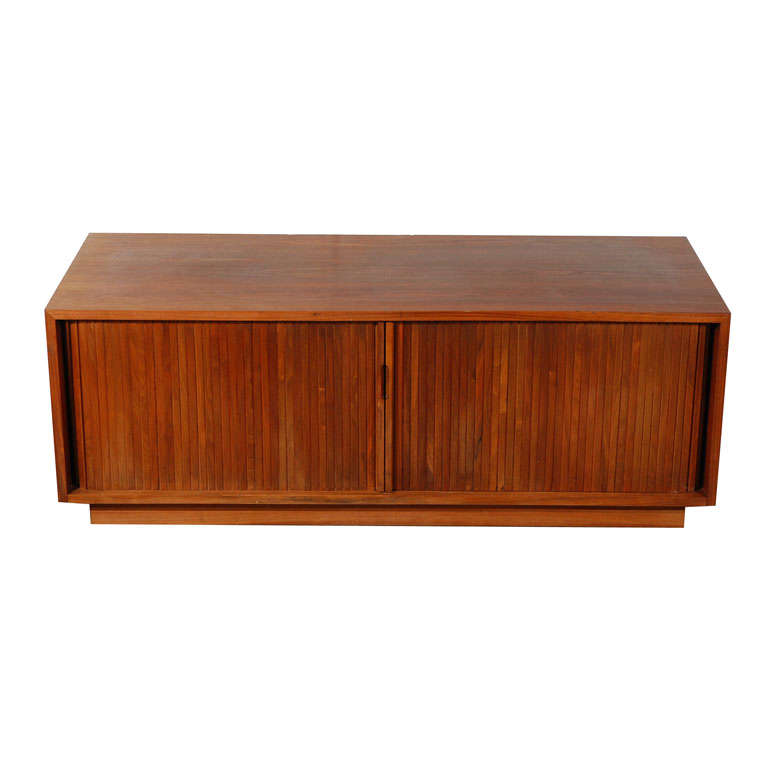 Glenn of California Walnut Tambour Door Cabinet