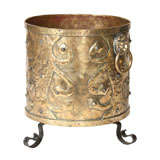 Brass Jardinière on Scrolling Ironwork Legs