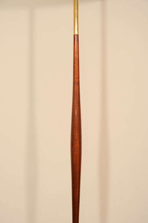 Late 20th Century Brass and Wood Floor Lamp