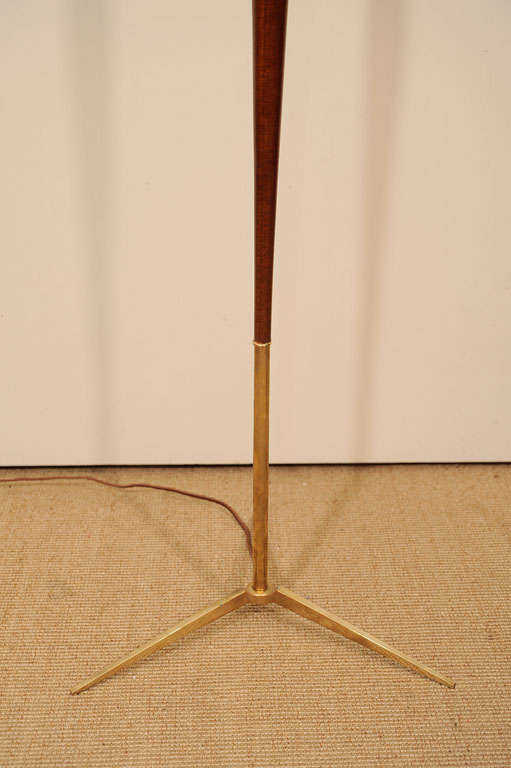 Brass and Wood Floor Lamp 1