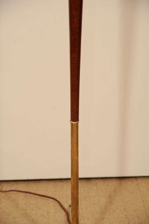 Brass and Wood Floor Lamp 2