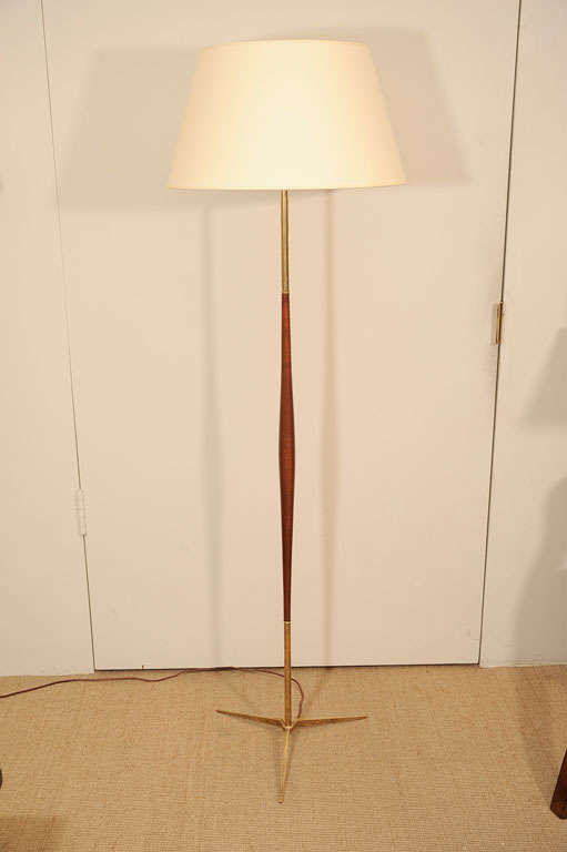 Brass and Wood Floor Lamp 3
