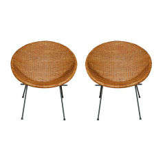 Pair of Vintage Rattan Bucket Chairs