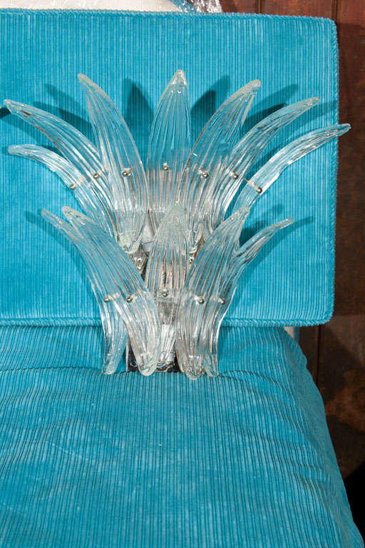 Italian Pair of Barovier Murano Venetian Glass Sconces For Sale