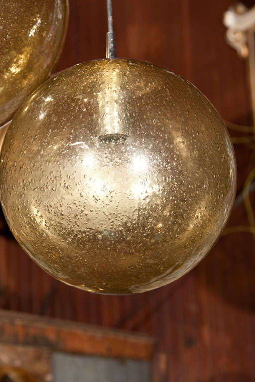 French Triple Glass Globe Chandelier