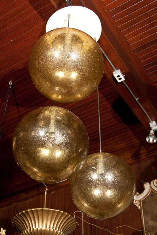 Mid-20th Century Triple Glass Globe Chandelier