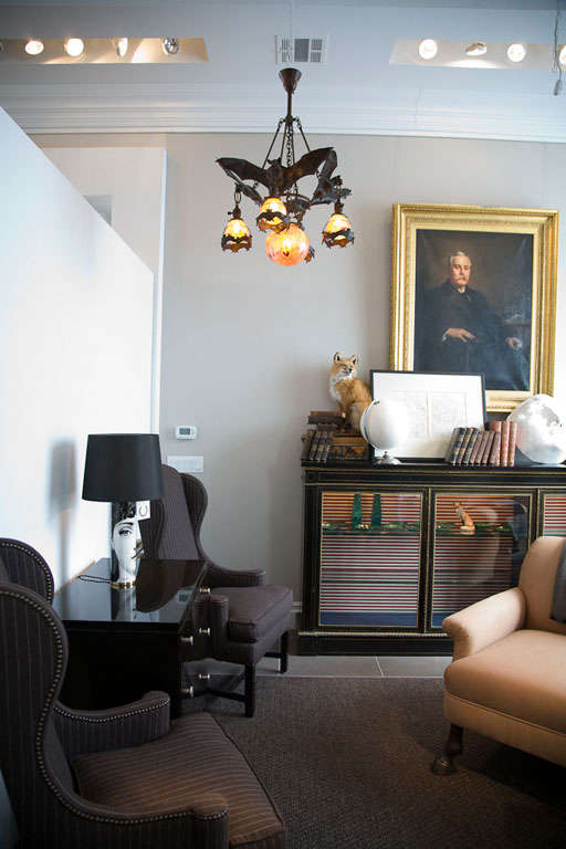 Austrian Bronze Bat Chandelier with Glass Orbs at 1stdibs