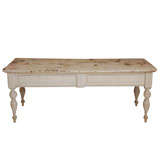 White Primitive Farm Table With Nicely Turned Legs.