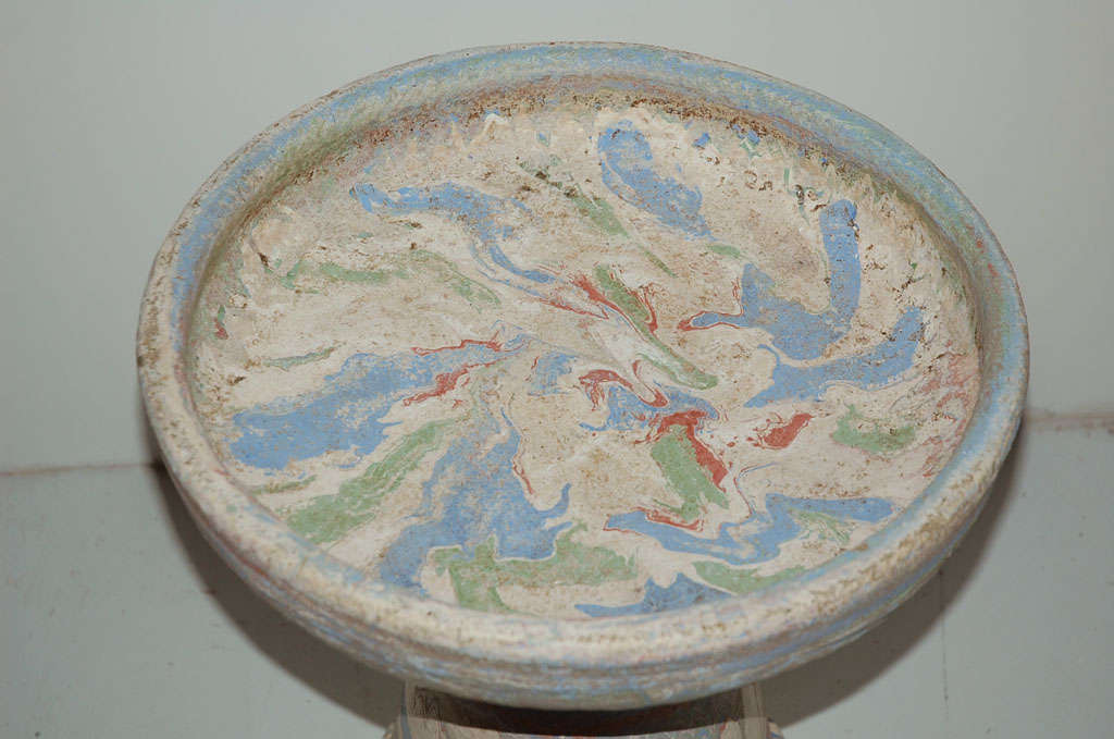Ozark Roadside Tourist Pottery Colorful Large Birdbath 1
