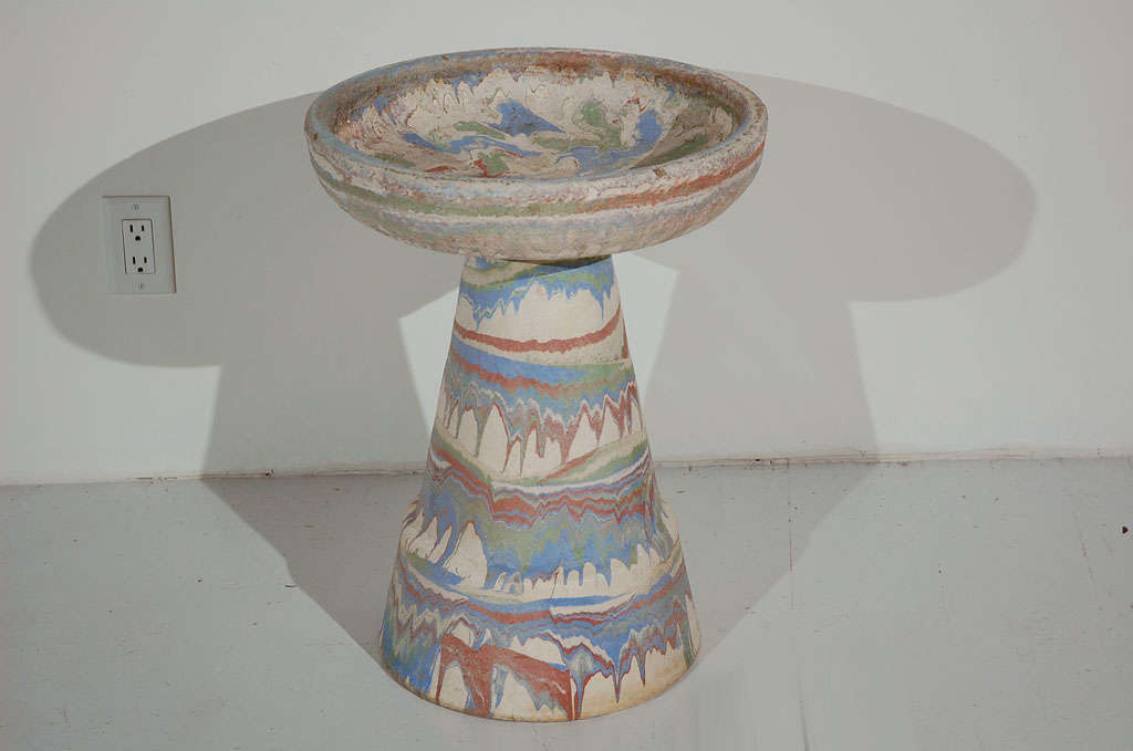 This is a fantastic piece of Ozark Roadside Tourist Pottery from the Mid 20th century. Nice large scale.  The  bath and base separate and fit together to form the birdbath. <br />
<br />
Roadside Tourist Pottery could be found in the Ozarks all