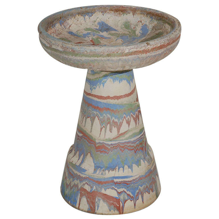 Ozark Roadside Tourist Pottery Colorful Large Birdbath