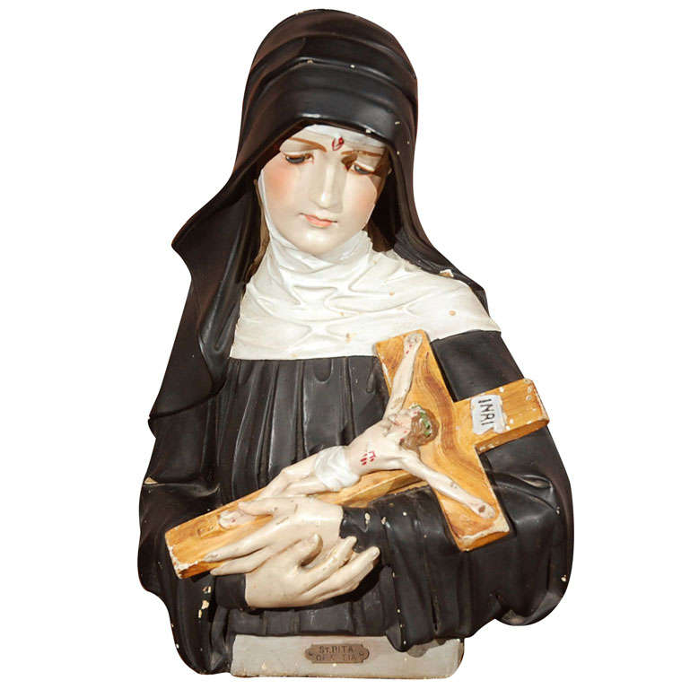 St. Rita of Casia Chalkware Bust