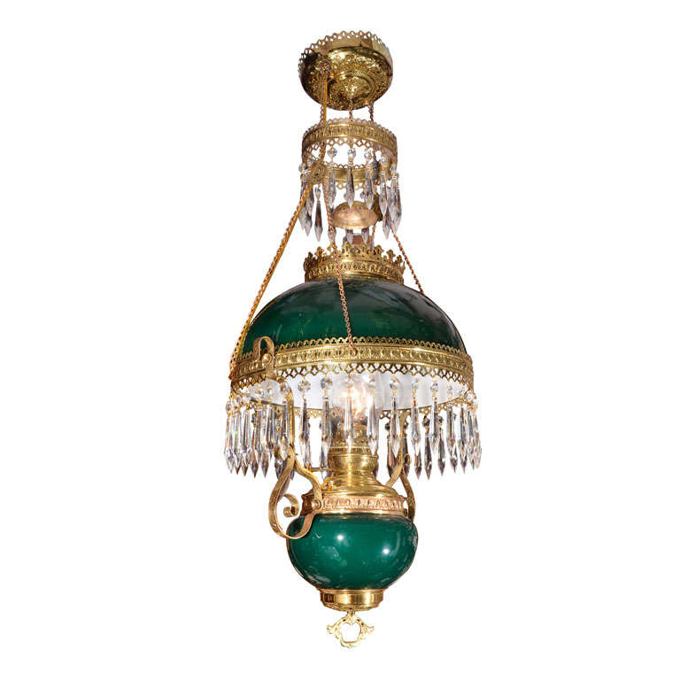 Hanging Oil Lamp (converted) for Parlor or Library