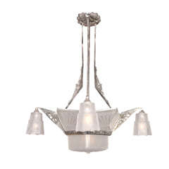 French Art Deco Chandelier, Signed France EJG 1044