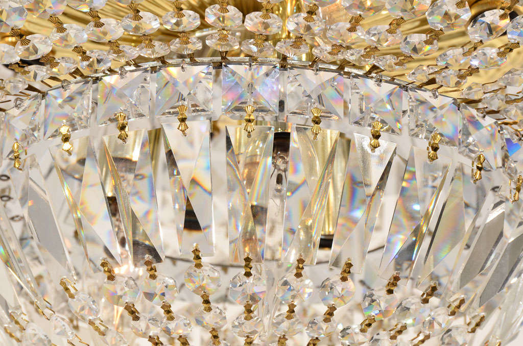 20th Century Schonbek Crystal, Flush Mount, Petite Crystal Deluxe Fixture