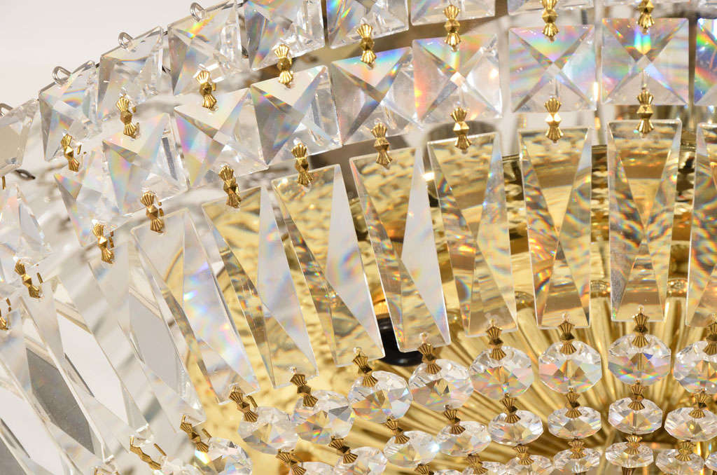 Gold Plate Schonbek Crystal, Flush Mount, Petite Crystal Deluxe Fixture