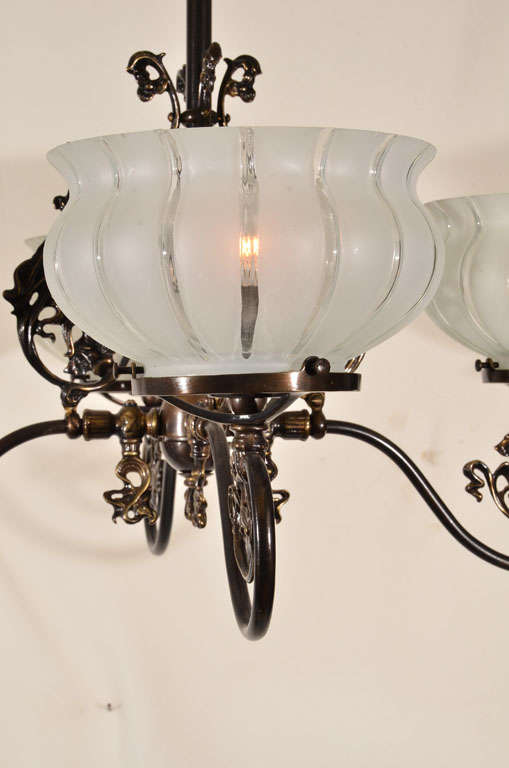 Four Light, originally gas, Victorian Light Fixture 3