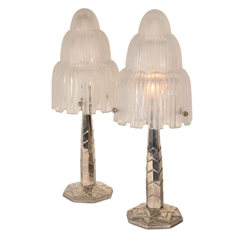 French Art Deco Pair of Table Lamps