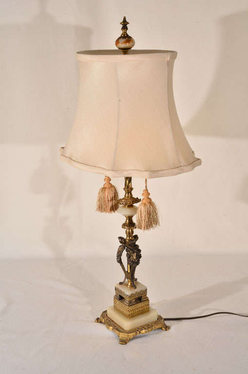 French Three Nymphs in Bronze Table Lamp For Sale