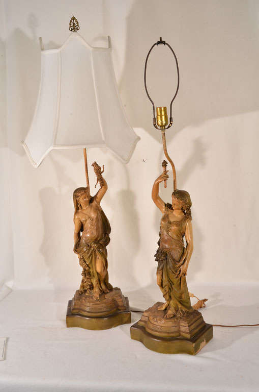 Figural Table lamps, Greek Goddess Figures, named 